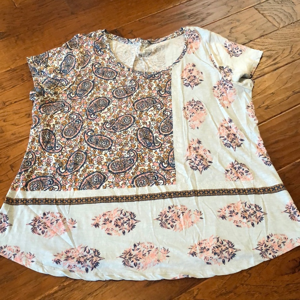 NWOT Light Blue Floral and Paisley Lucky Brand Tee